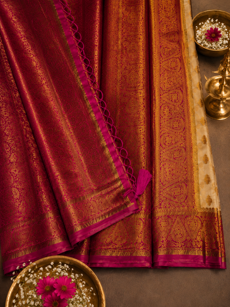 Ivory Royale Semi Silk Banarasi