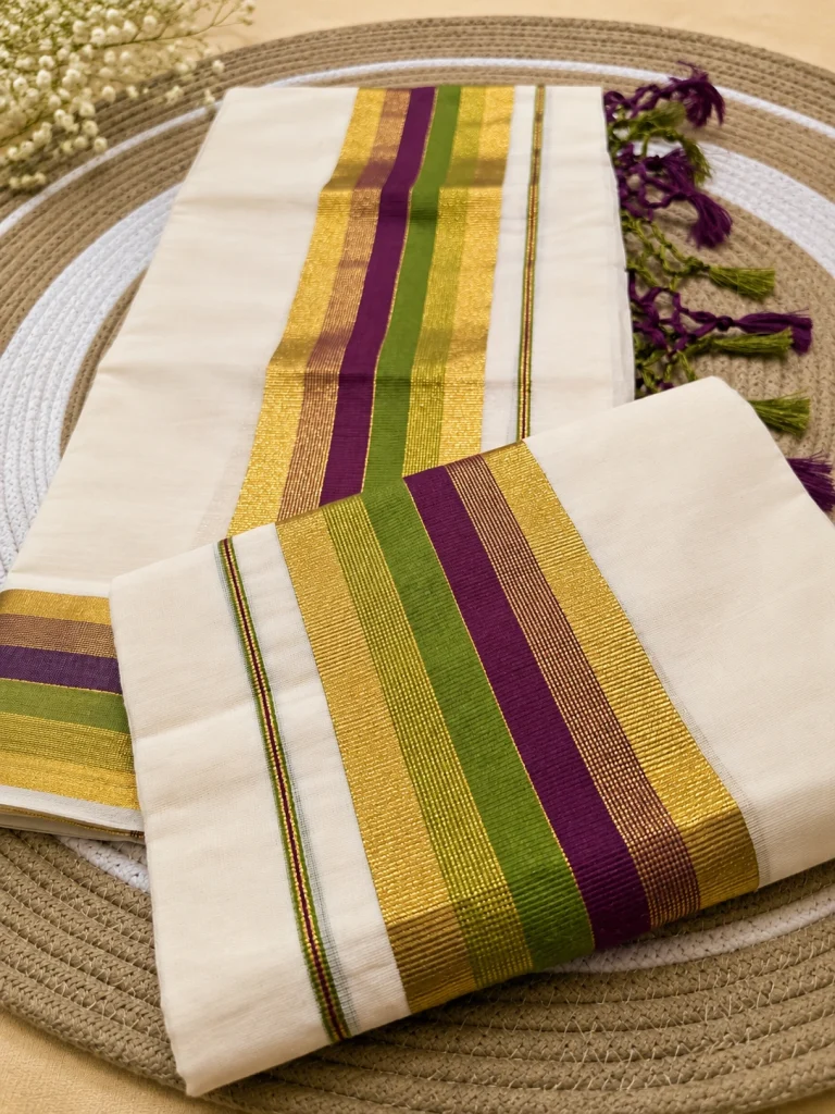 Mayura Multicolour Kasavu Set Mundu
