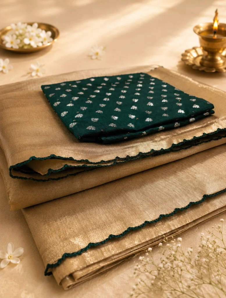 Emerald Green Tissue Saree